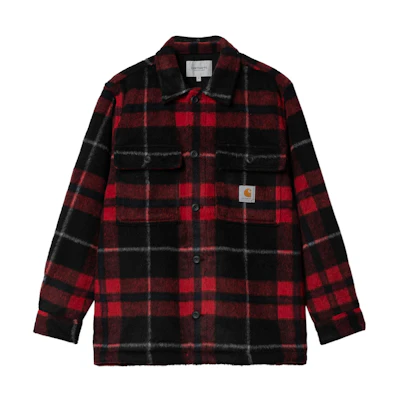 Carhartt WIP FW22 Logo Patch Plaid Shirt Jacket Men Red I030790-18X-XX