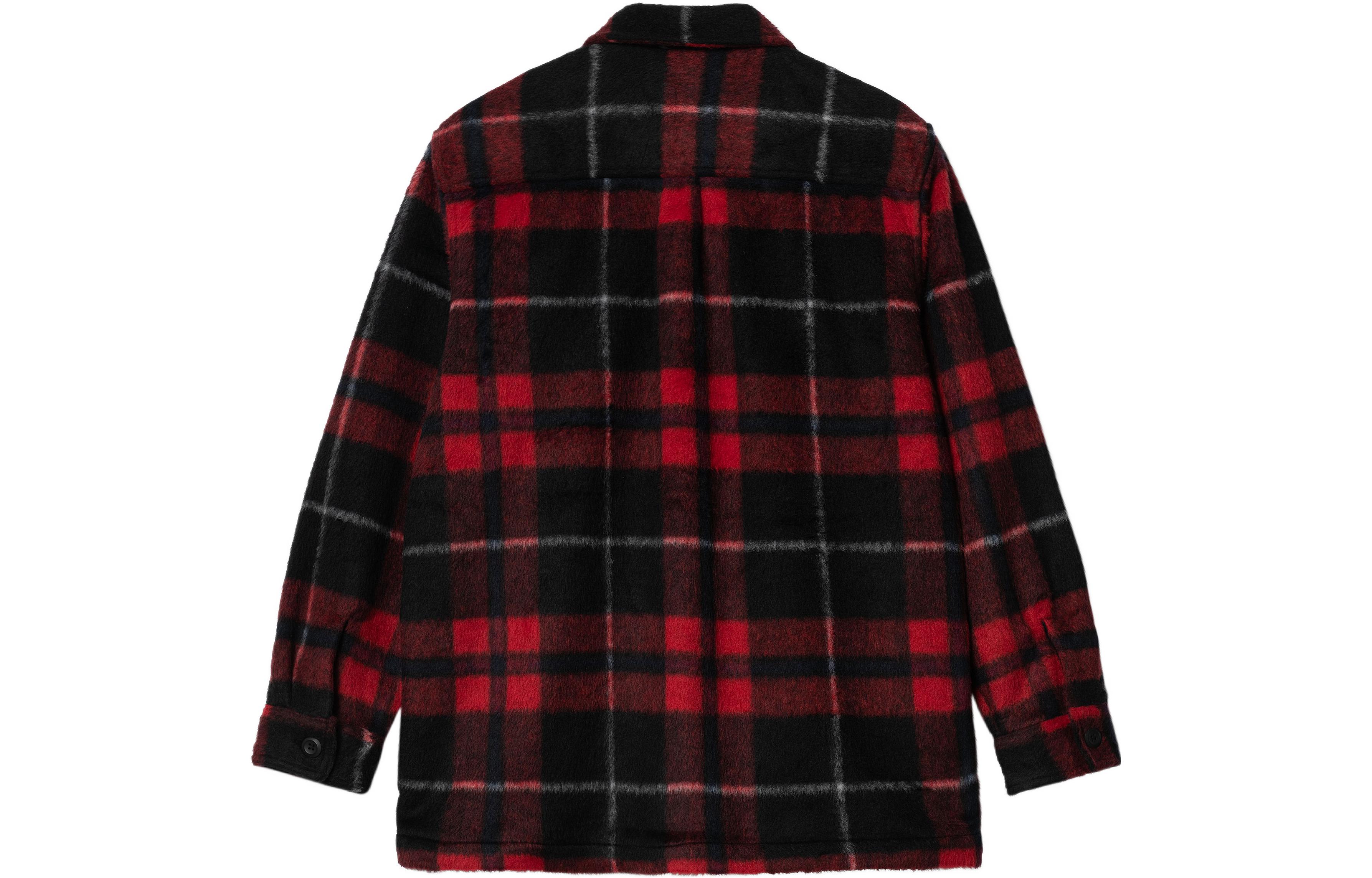 Lookbook Carhartt WIP FW22 Logo Patch Plaid Shirt Jacket Men Red I030790-18X-XX