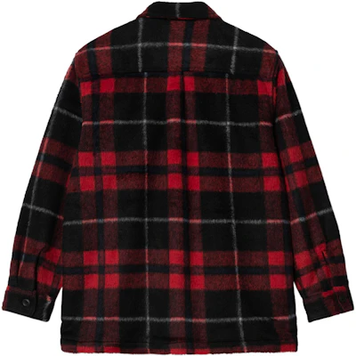 Carhartt WIP FW22 Logo Patch Plaid Shirt Jacket Men Red I030790-18X-XX Lookbook Carhartt WIP FW22 Logo Patch Plaid Shirt Jacket Men Red I030790-18X-XX