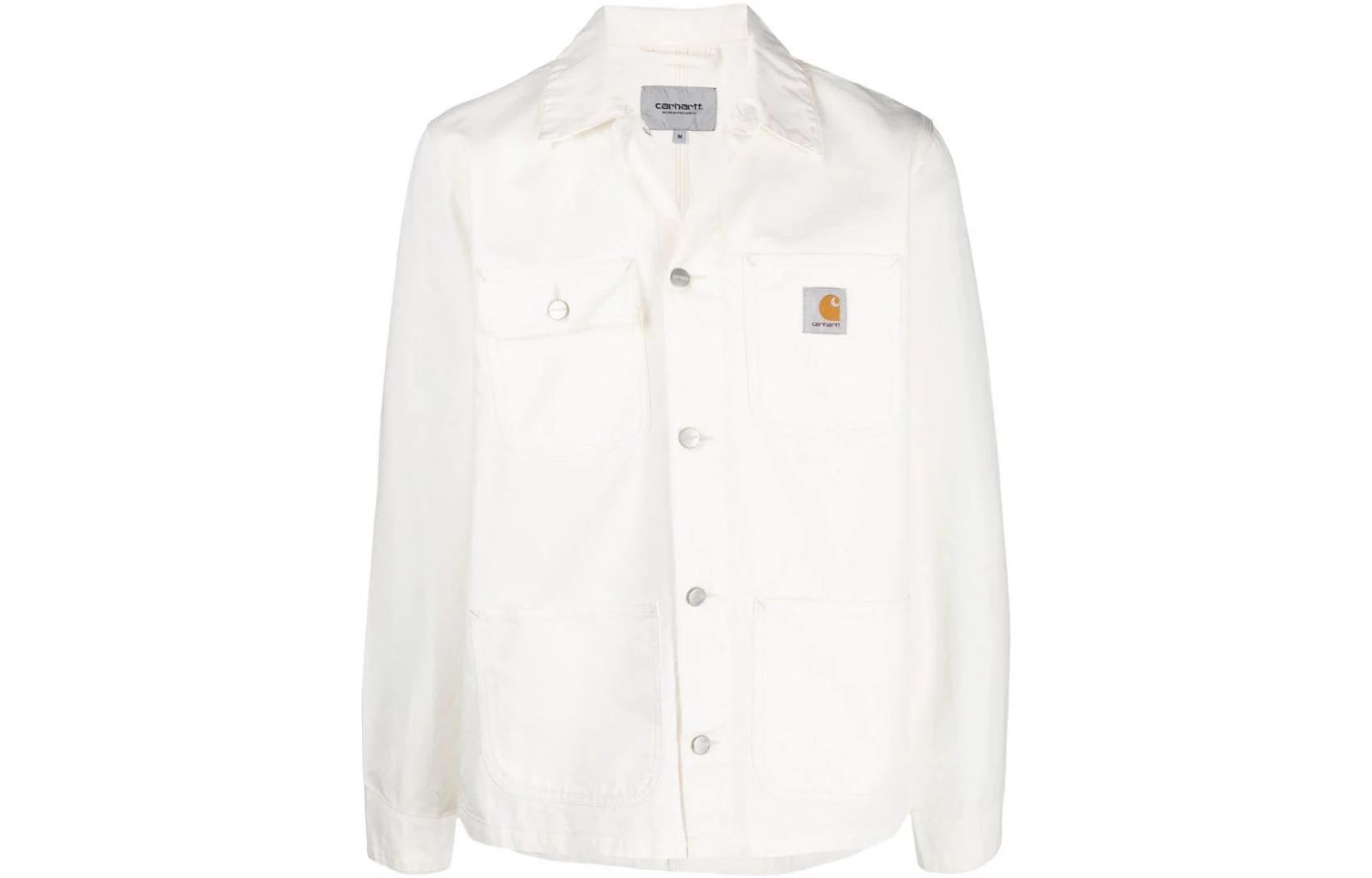 Carhartt WIP FW22 Logo Patch Snap Button Shirt Jacket White () I02484903350GD