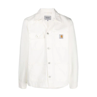 Carhartt WIP FW22 Logo Patch Snap Button Shirt Jacket White () I02484903350GD