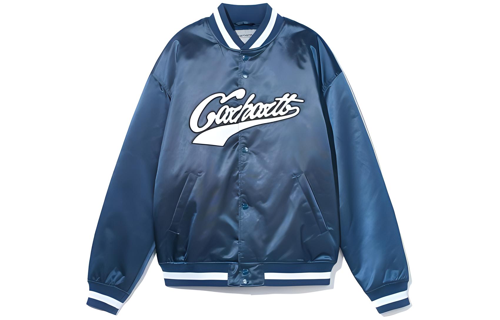 Buy Carhartt WIP FW22 Logo Print  Blue Long Sleeve Baseball Jacket. CHXJKA222044J-BLX