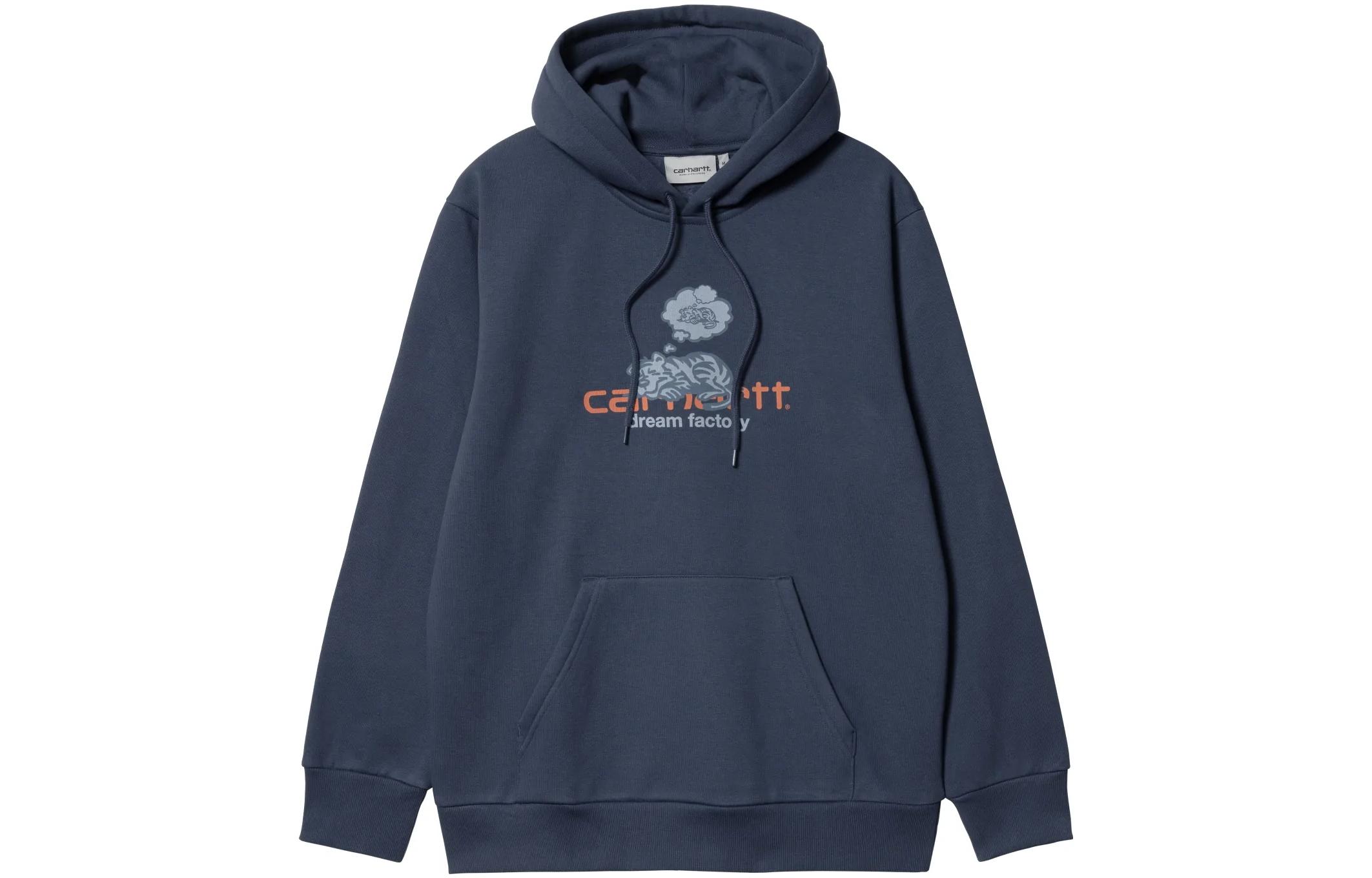 Carhartt WIP FW22 Logo Print Hoodie Navy Pullover I03101422FXX