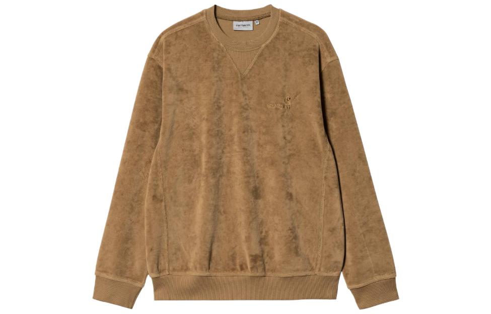 Carhartt WIP FW22 Loose Fit Suede Crewneck Sweatshirt Yellow Brown I028275-0W0-XX