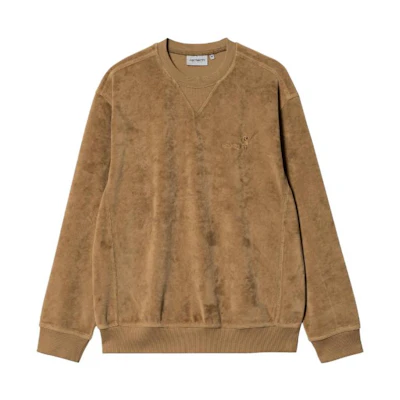 Carhartt WIP FW22 Loose Fit Suede Crewneck Sweatshirt Yellow Brown I028275-0W0-XX