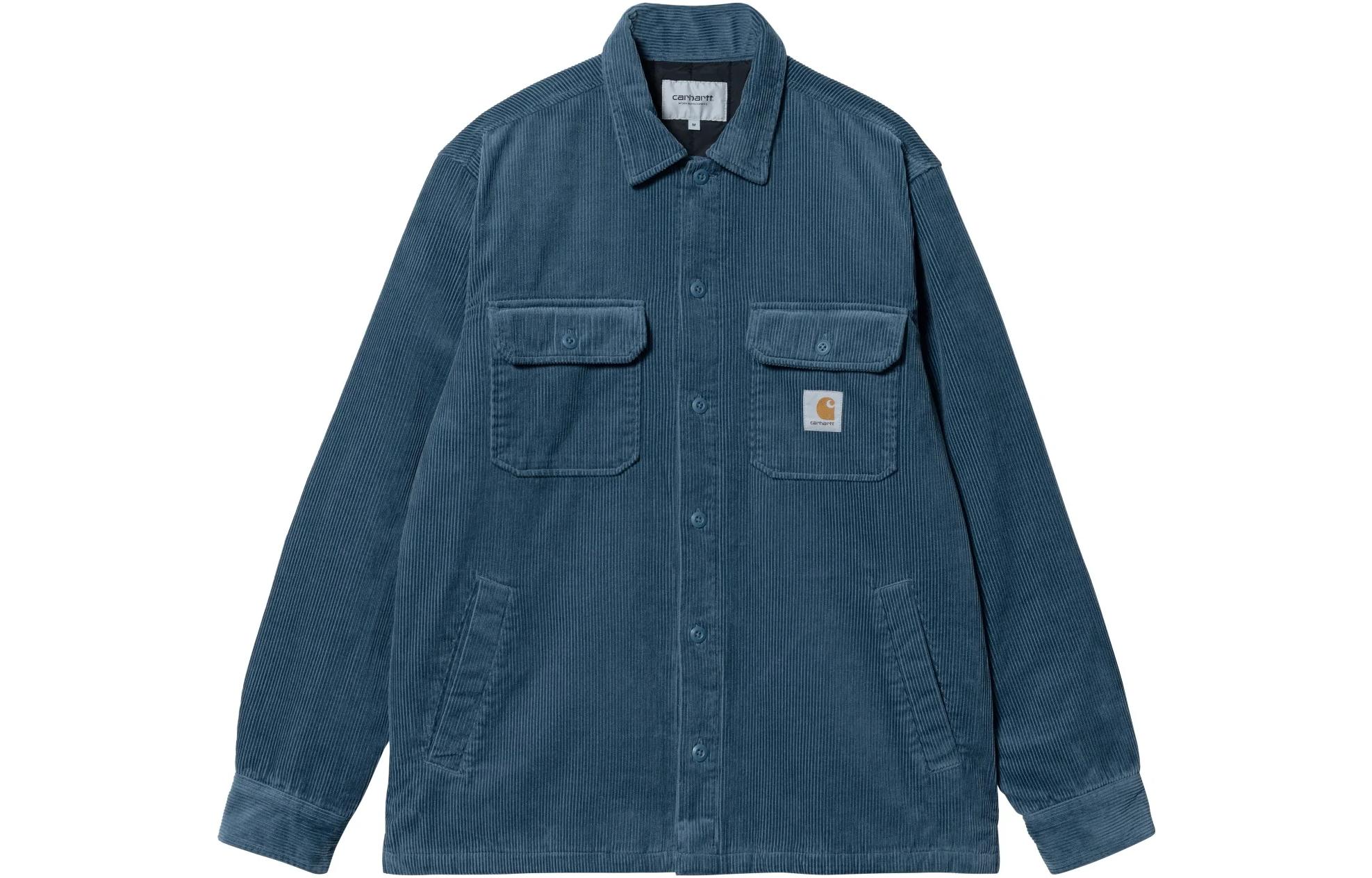 Carhartt WIP FW22 Men’s Solid Color Logo Patch Button-Up Jacket Blue. I028827-0WA-XX