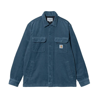 Carhartt WIP FW22 Men’s Solid Color Logo Patch Button-Up Jacket Blue. I028827-0WA-XX