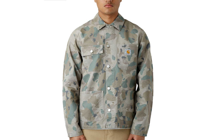 Carhartt WIP FW22 Michigan Jacket Camo Patch Logo Gray Casual Jacket I024849-0OR-06