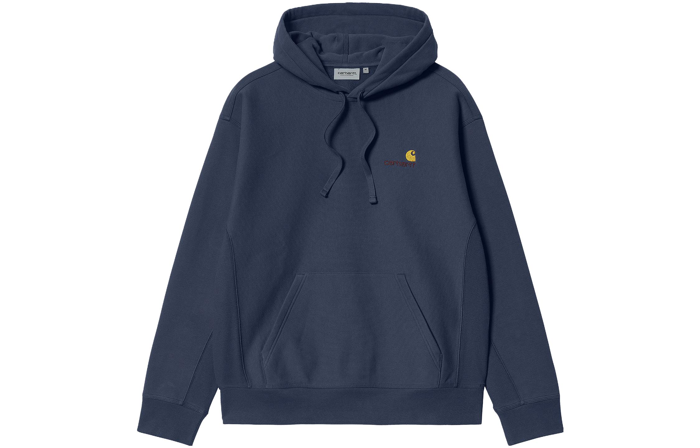 Carhartt WIP FW22 Navy Blue Plain Logo Embroidered Pullover Hoodie I028279-0WJ-XX