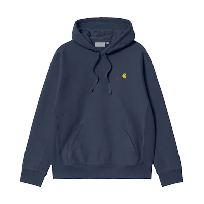 Carhartt WIP FW22 Navy Blue Plain Logo Embroidered Pullover Hoodie I028279-0WJ-XX