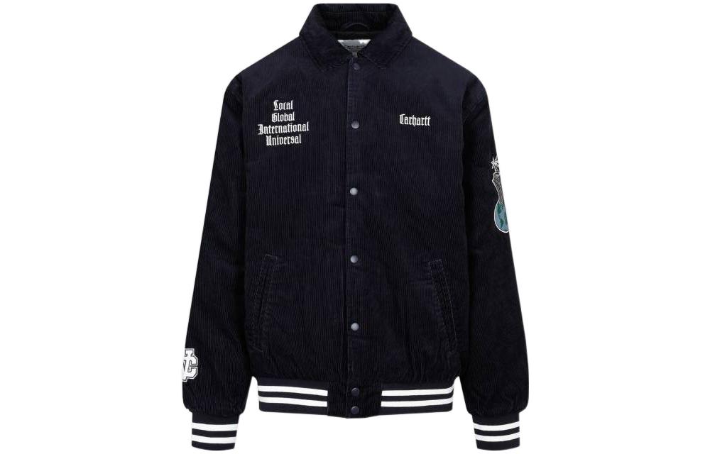 Carhartt WIP FW22 Navy Letter Embroidered Collar Button-Up Jacket I0308190-CO-XX