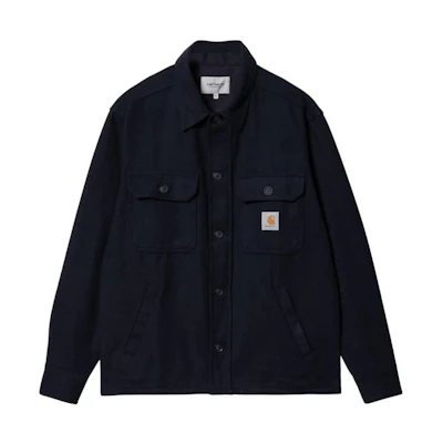Carhartt WIP FW22 Navy Logo Patch Pocket Long Sleeve Shirt Jacket I030792-1C-XX