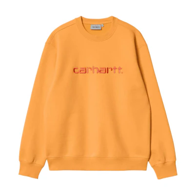 Carhartt WIP FW22 Orange Crewneck Sweatshirt with Embroidered Logo I030229-0RK-XX