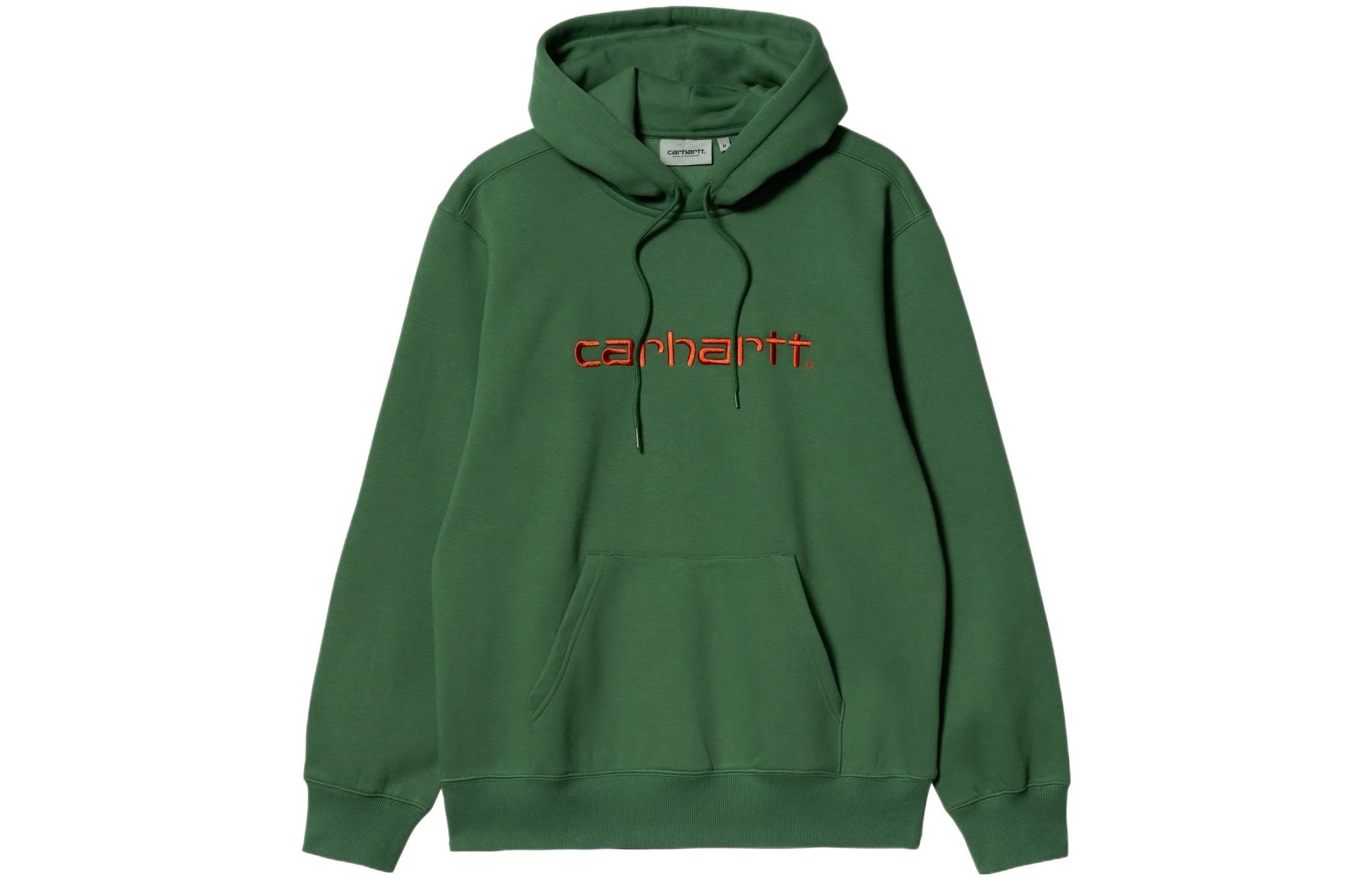 Carhartt WIP FW22 Oversized Embroidered Logo Green Hooded Sweatshirt I030230-11Y-XX