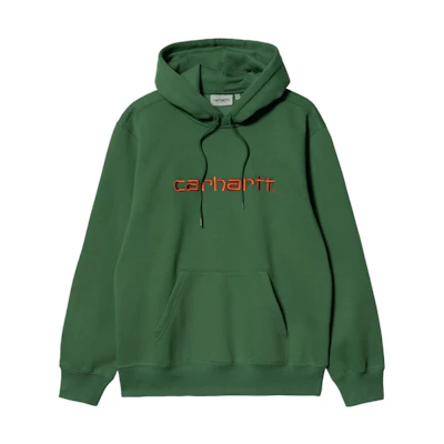 Carhartt WIP FW22 Oversized Embroidered Logo Green Hooded Sweatshirt I030230-11Y-XX