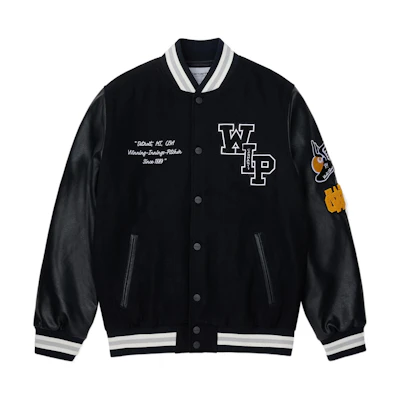 Carhartt WIP FW22 Oversized Logo Embroidered Baseball Jacket Black Unisex A222043-89-XX