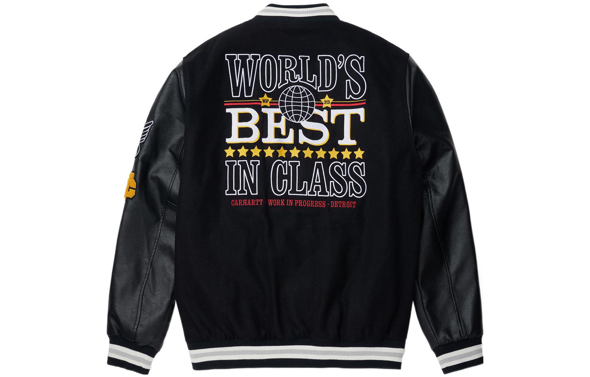 Lookbook Chaqueta Béisbol Negra Unisex Carhartt WIP FW22 Oversized Logo Bordado. A222043-89-XX