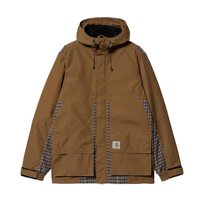 Carhartt WIP FW22 Patchwork Plaid Hooded Jacket Brown I030834-0ZR-XX