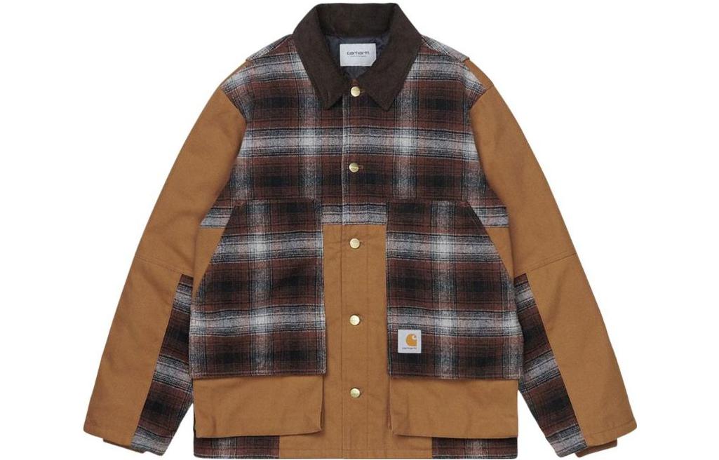 Carhartt WIP FW22 Plaid Patchwork Long Sleeve Jacket Unisex Brown. I029456DHBHAMILTON