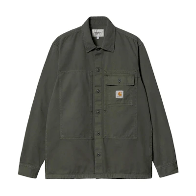 Carhartt WIP FW22 Plain Logo Button-Up Long Sleeve Shirt Jacket Olive Green Mens I030765-0WH-GD