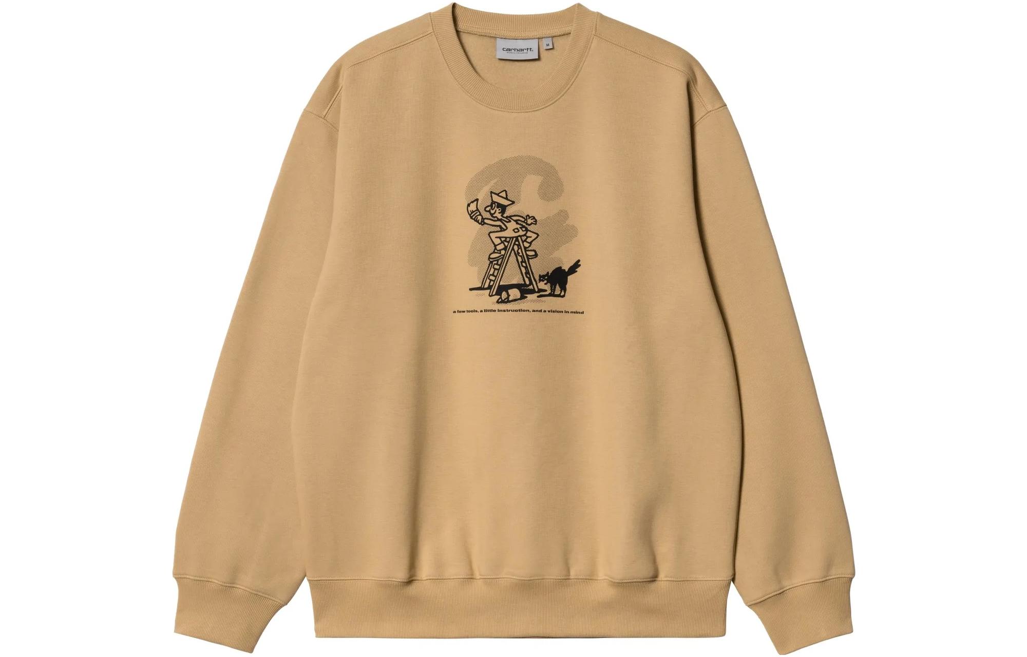 Carhartt WIP FW22 Printed Crewneck Sweatshirt Khaki Color Long Sleeve I031015-0IA-XX