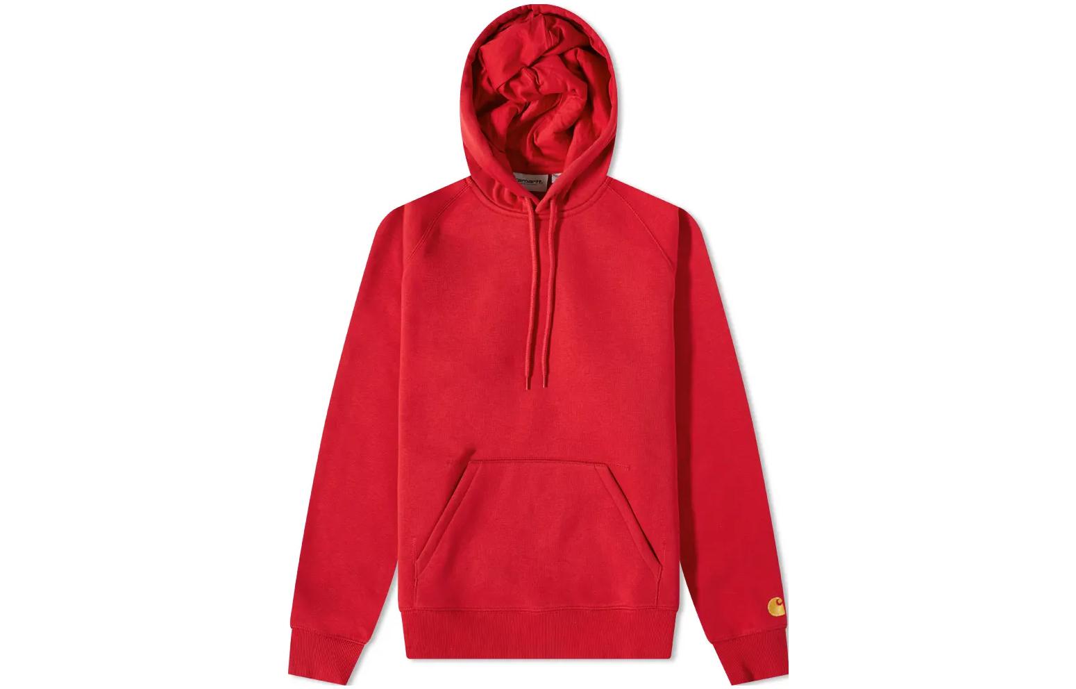 Carhartt WIP FW22 Red Hoodie with Solid Color Logo Embroidery I026384-0O5