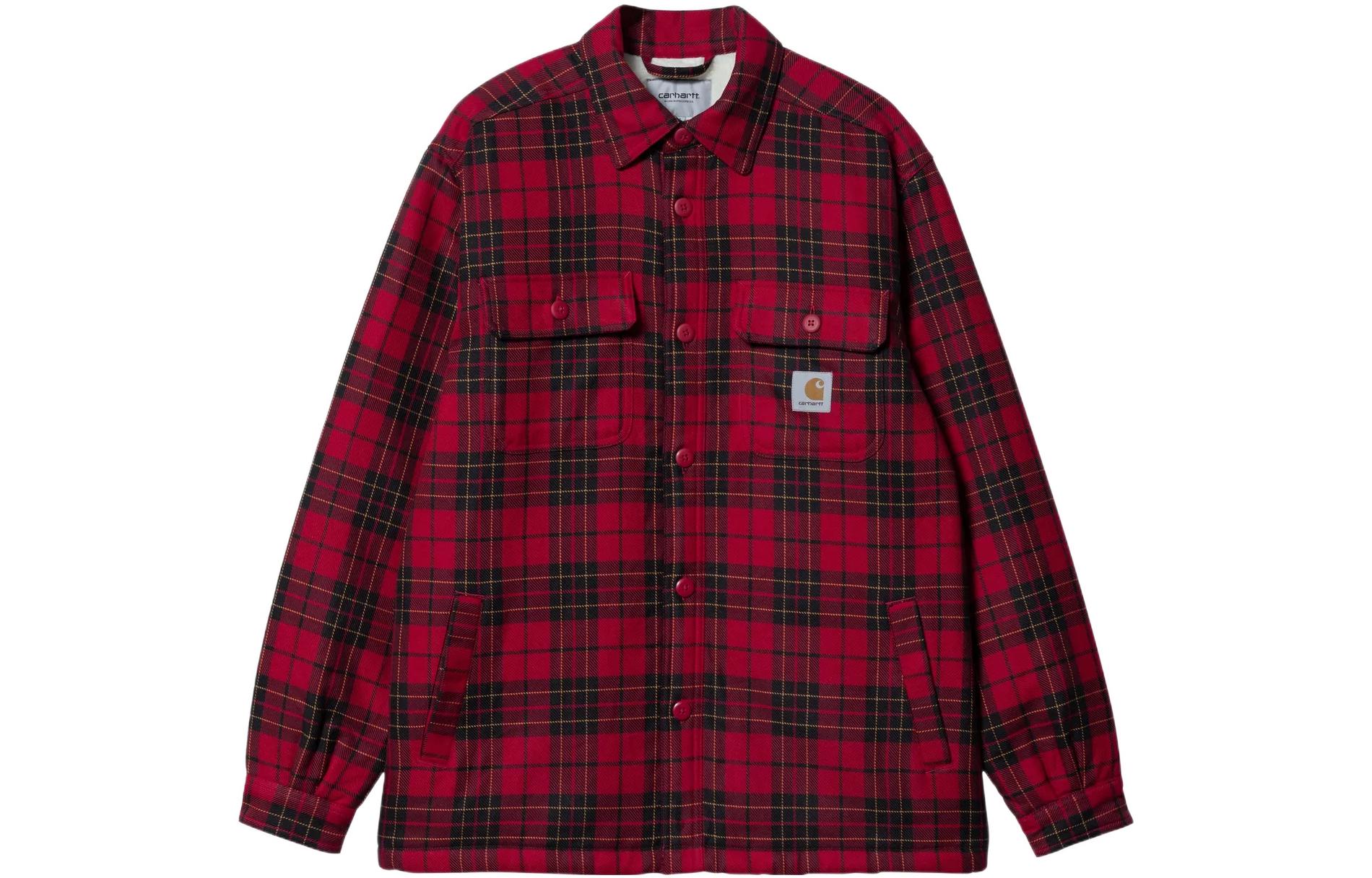 Carhartt WIP FW22 Red Plaid Long Sleeve Shirt Jacket for Men I030789-12R-XX