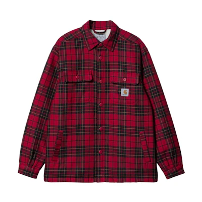 Carhartt WIP FW22 Red Plaid Long Sleeve Shirt Jacket for Men I030789-12R-XX