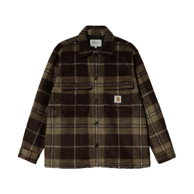 Carhartt WIP FW22 Retro Plaid Logo Pocket Shirt Jacket Brown Mens I030790-18V-XX
