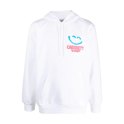 Carhartt WIP FW22 Smiley Logo Graphic Hoodie White - Casual Wear I031018-02-XX