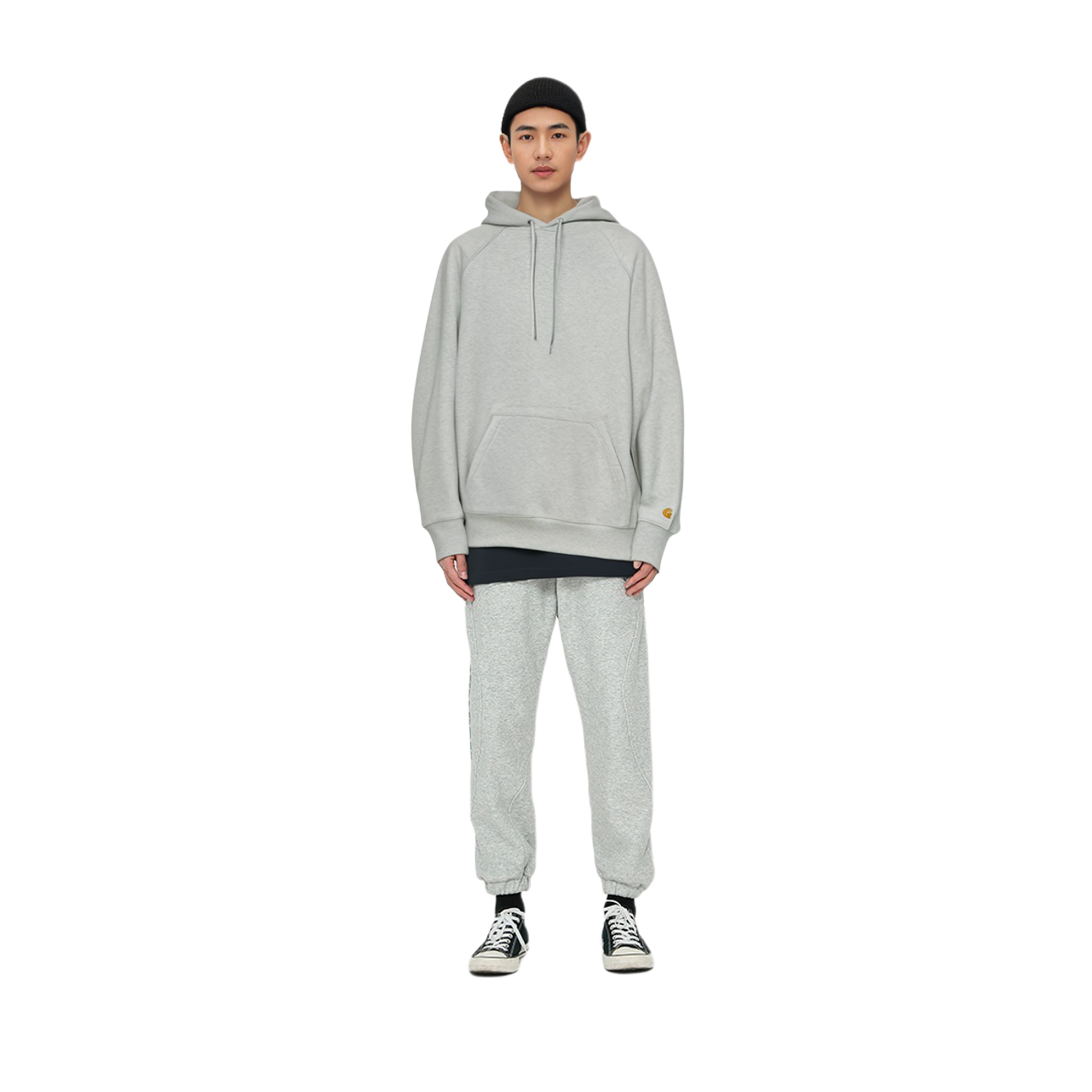 Shop Carhartt WIP FW22 Hoodie Warna Solid Kelabu Muda I026384-00J-XX