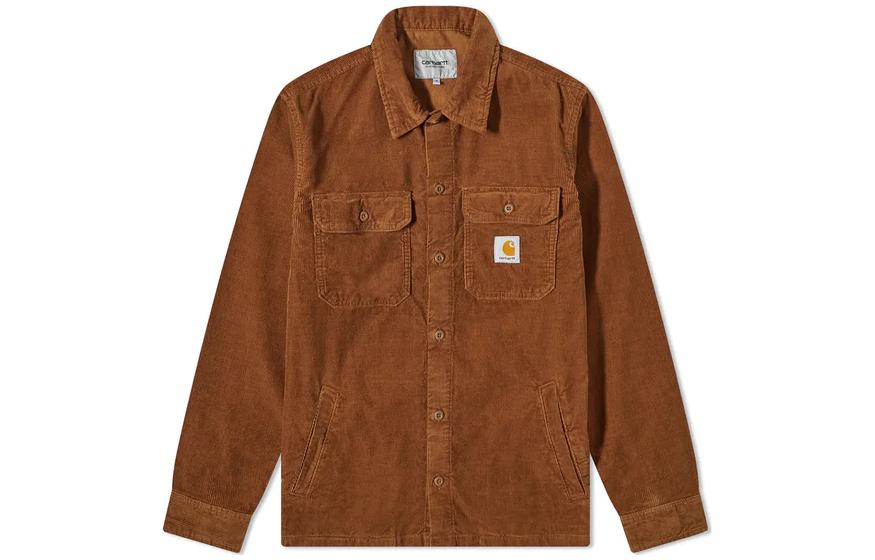 Carhartt WIP FW22 Solid Color Logo Patch Shirt Jacket Brown - I030285-HZ-02