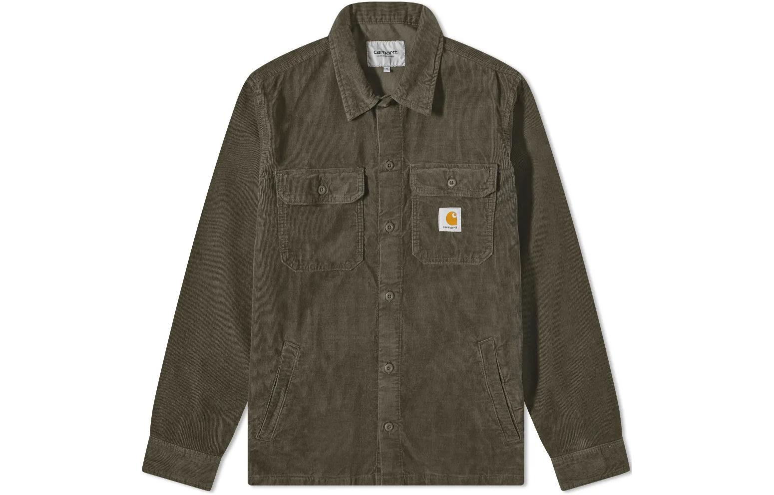 Carhartt WIP FW22 Solid Logo Button-Up Shirt Jacket Green I030285-96602