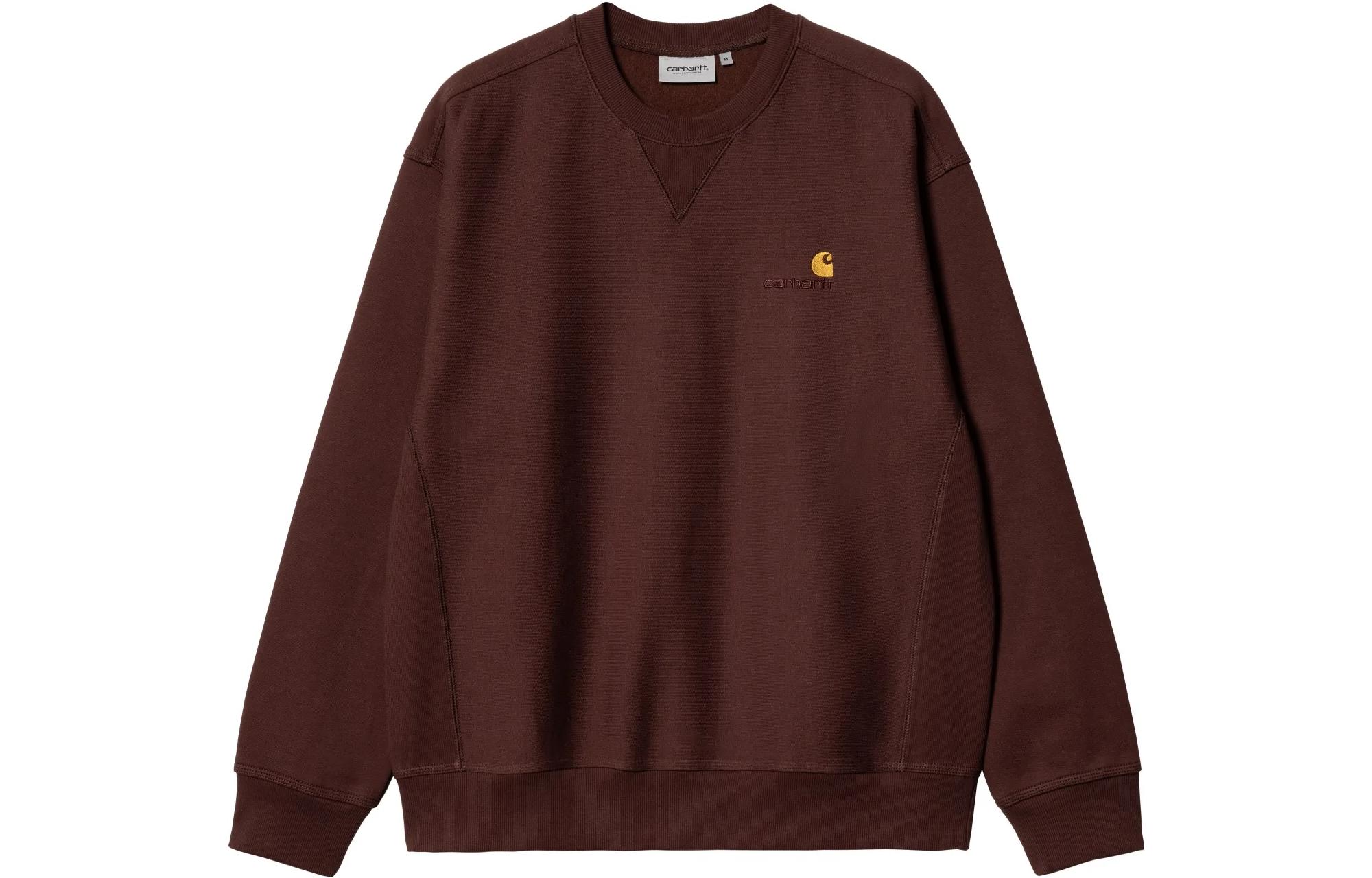 Carhartt WIP FW22 Solid Logo Embroidered Crewneck Sweatshirt Brown-Red () I025475-0W4-XX
