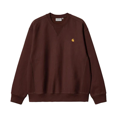 Carhartt WIP FW22 Solid Logo Embroidered Crewneck Sweatshirt Brown-Red () I025475-0W4-XX