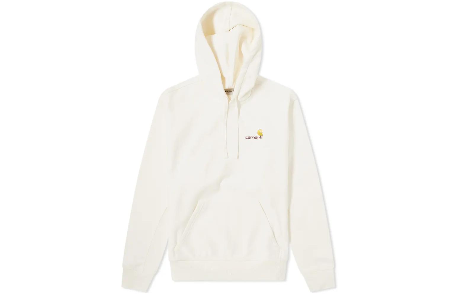 Carhartt WIP FW22 Solid Logo Embroidered Drawstring Hoodie White - I028279-D6-00