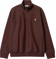 Carhartt WIP FW22 Solid Logo Half-Zip Pullover Sweatshirt Brown Red I027014-0W4-XX Carhartt WIP FW22 Solid Logo Half-Zip Pullover Sweatshirt Brown Red I027014-0W4-XX