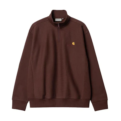 Carhartt WIP FW22 Solid Logo Half-Zip Pullover Sweatshirt Brown Red I027014-0W4-XX