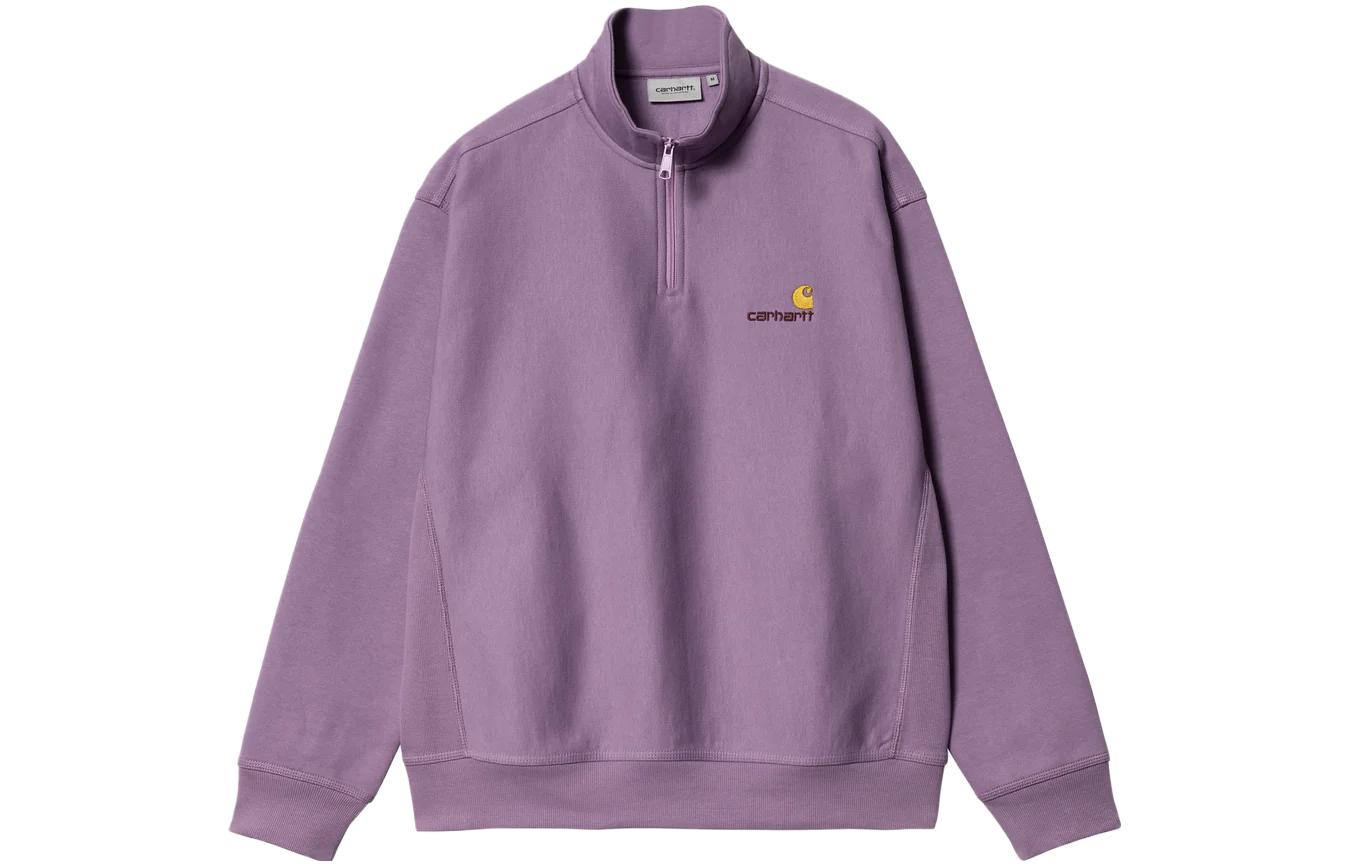 Carhartt WIP FW22 Solid Logo Half-Zip Pullover Sweatshirt Purple () I027014-1CW-XX