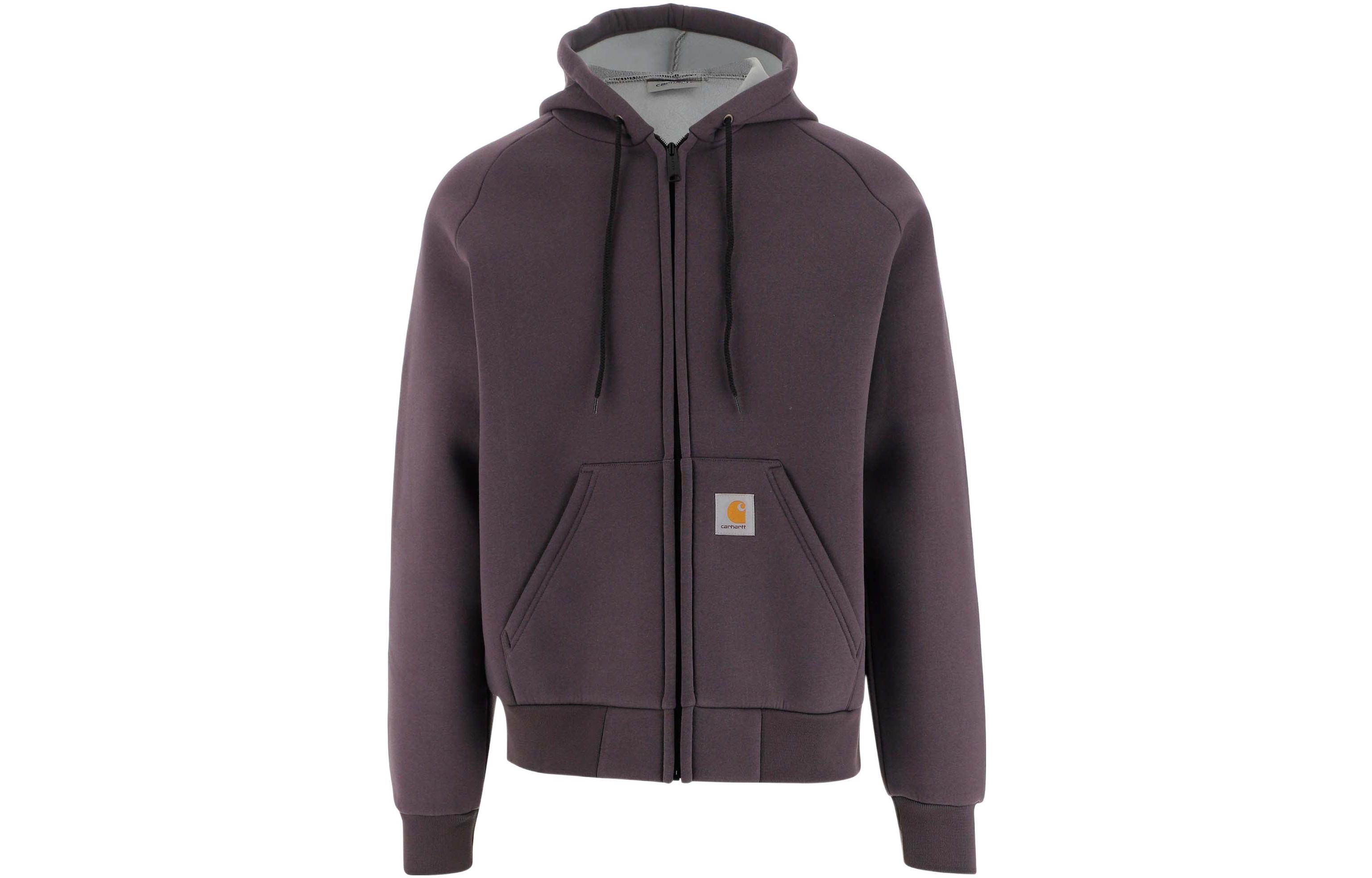 Carhartt WIP FW22 Solid Logo Hoodie Zip Jacket Men’s Grey Purple I018044-0Y8-XX
