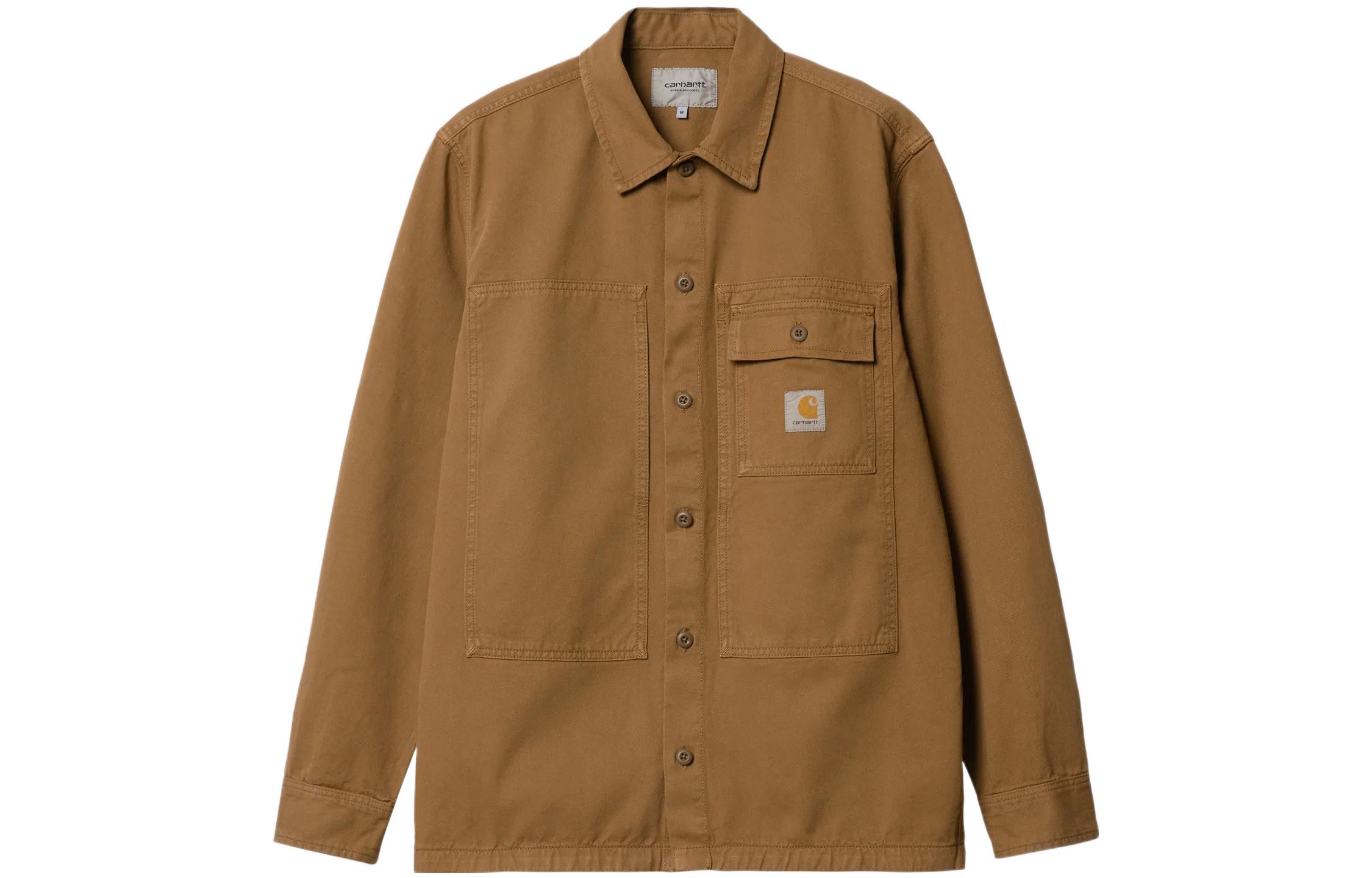 Carhartt WIP FW22 Solid Logo Single-Breasted Long Sleeve Shirt Jacket Brown Men I030765-0W0-GD