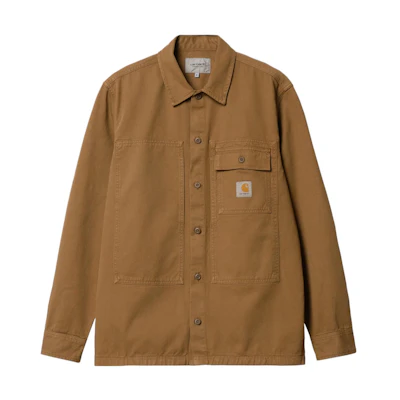 Carhartt WIP FW22 Solid Logo Single-Breasted Long Sleeve Shirt Jacket Brown Men I030765-0W0-GD