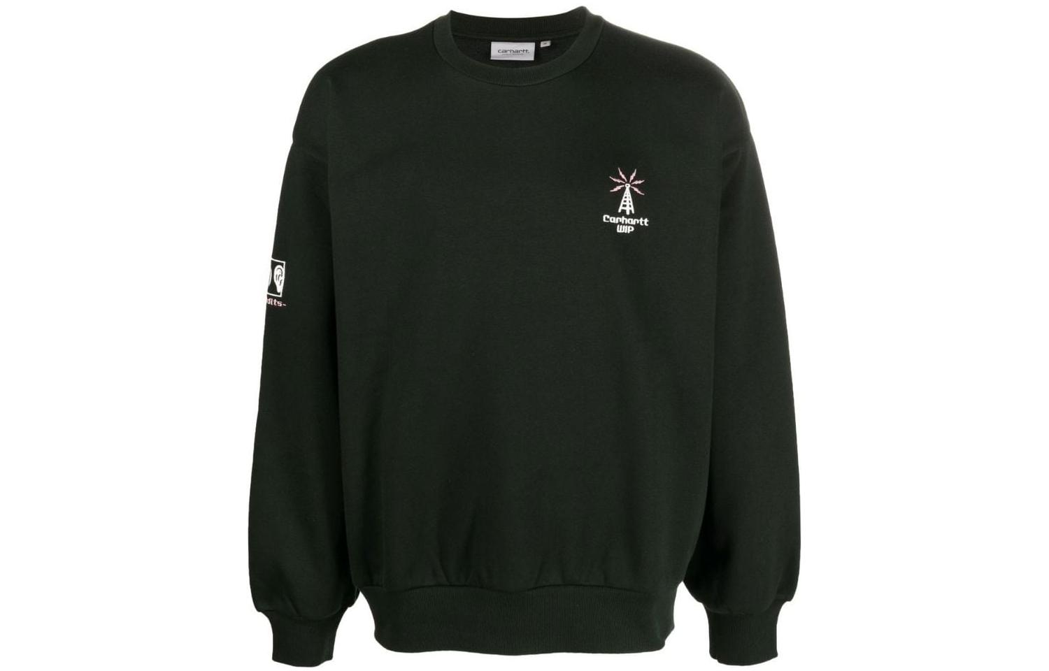 Carhartt WIP FW22 Solid Pattern Print Long Sleeve Sweatshirt Black I031020DARK