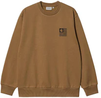 Carhartt WIP FW22 State Flag Logo Crewneck Sweatshirt Brown for Men I031011-08W-XX Carhartt WIP FW22 State Flag Logo Crewneck Sweatshirt Brown for Men I031011-08W-XX