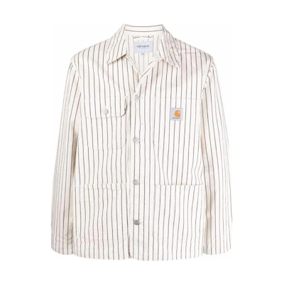 Carhartt WIP FW22 Striped Casual Button Jacket Unisex White I029105Wax