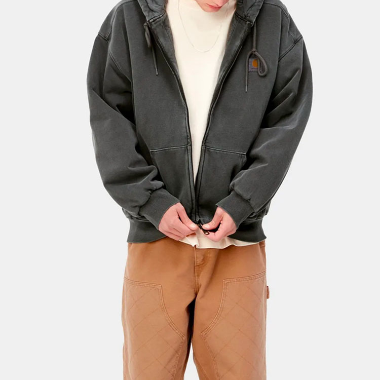 Shop 카하트 WIP FW22 비스타 재킷 남성 솔리드 워시드 집업 후드 재킷. I029524-0WG-GD