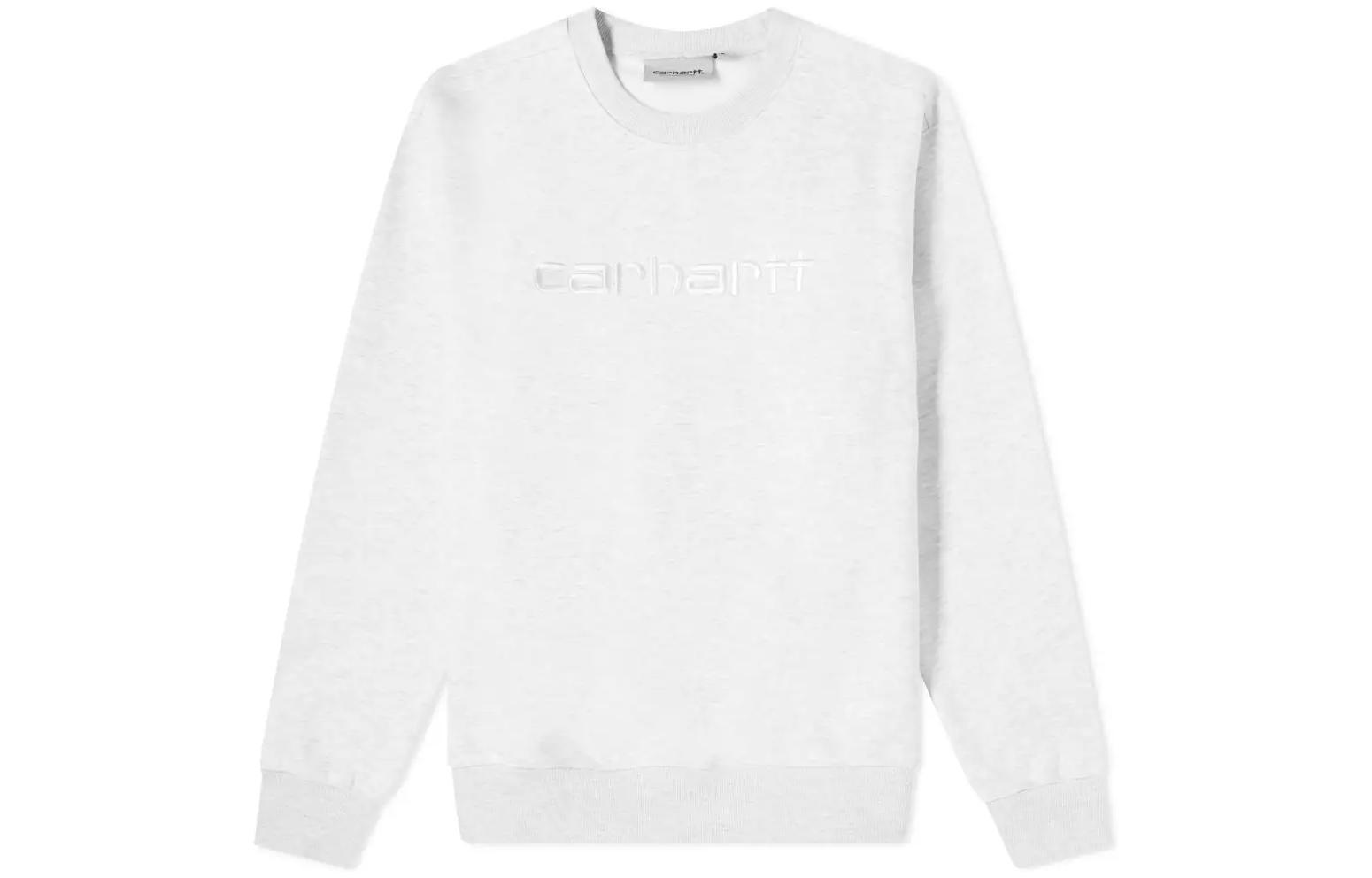 Carhartt WIP FW22 White Crewneck Sweatshirt with Embroidered Logo for Men I029417-48291