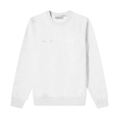 Carhartt WIP FW22 White Crewneck Sweatshirt with Embroidered Logo for Men I029417-48291
