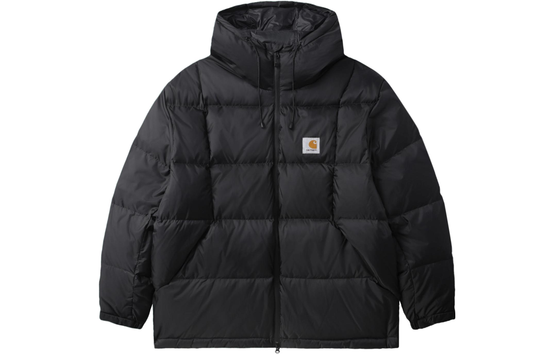 Carhartt WIP FW23  Black Quilted Down Jacket with Hood and Drawstring. CHXDNF23A004LBKX