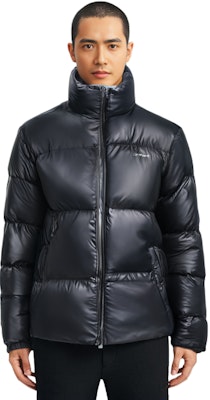 Carhartt WIP FW23 Jaket Puffer Zip Kolar Berdiri Hitam Solid. CHXDNF23A057L 1